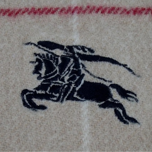 AUTH Burberry Wool Scarf Shawl Nova Check Plaid Tan Beige - Picture 3 of 7